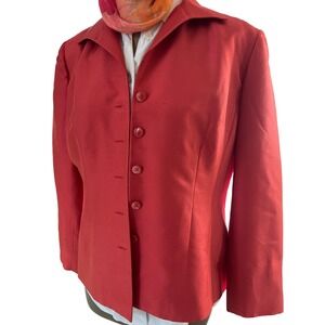 VTG‎ Silk Blazer Jacket Coral lined fitted Business Amanda Smith  Size 12 NWOT